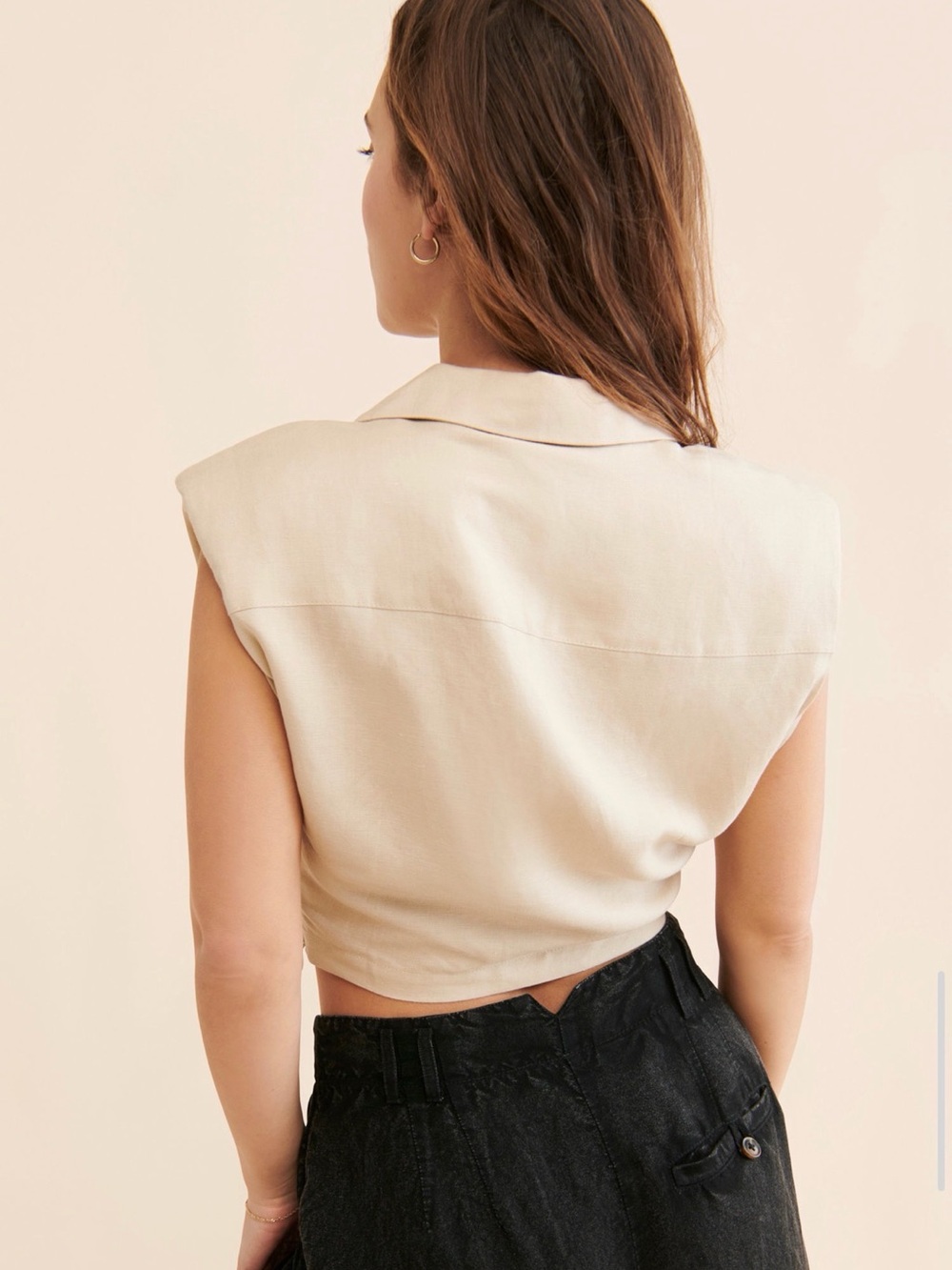 NWT ASTR Kathlyn Crop Top Linen (Khaki | Small) - Picture 8 of 8